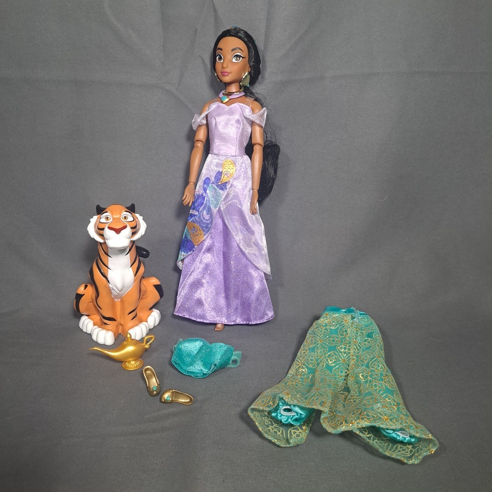 Disney Princess Jasmine Doll Rajah Tiger Magic Lamp Clothes Set Aladdin Toy Gift